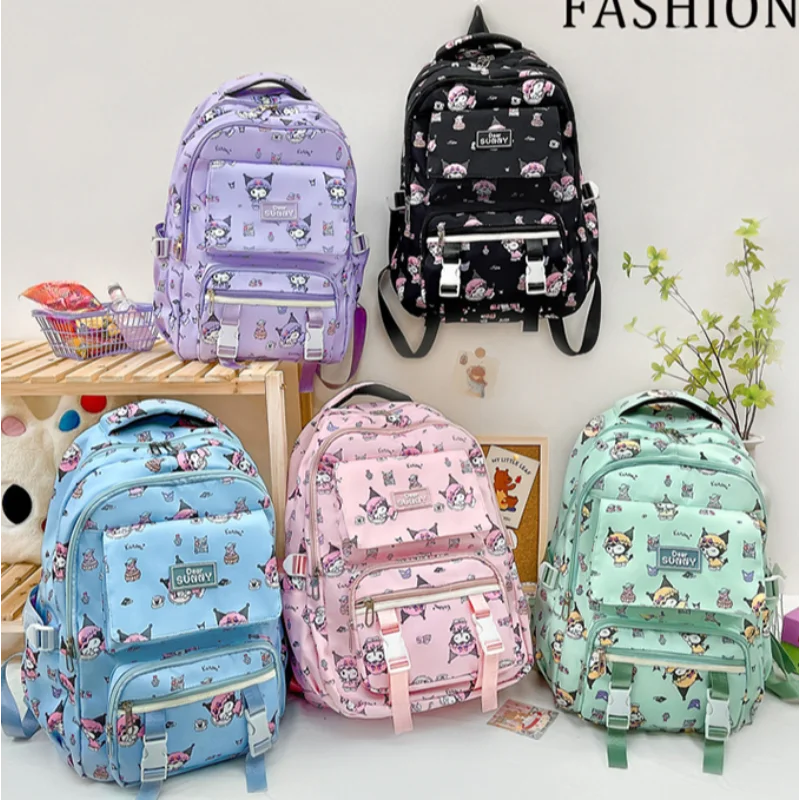 Sanrio Kulomi's new simple and cute primary and secondary school bag casual large-capacity decompression backpack