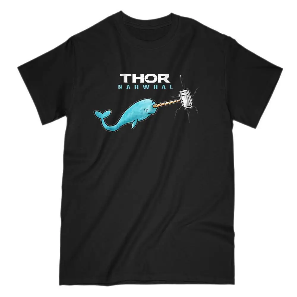 

Funny Thor Narwhal Graphic Movie Parody T-Shirt 100% Cotton O-Neck Short Sleeve Casual Mens T-shirt Size S-3XL