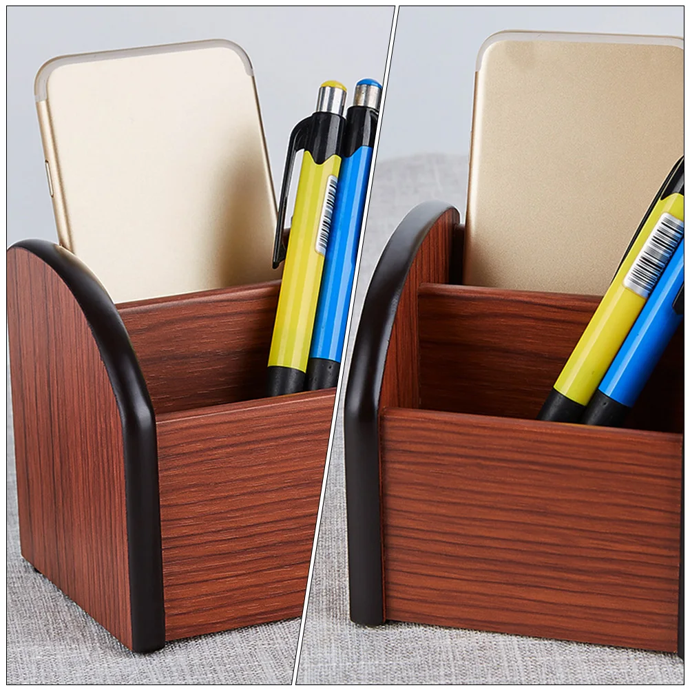 1Pcs Wooden Pen Box Multi-Purpose Desktop Small Office Organizer Pen Holder Sundries Storage Box Classification Storage