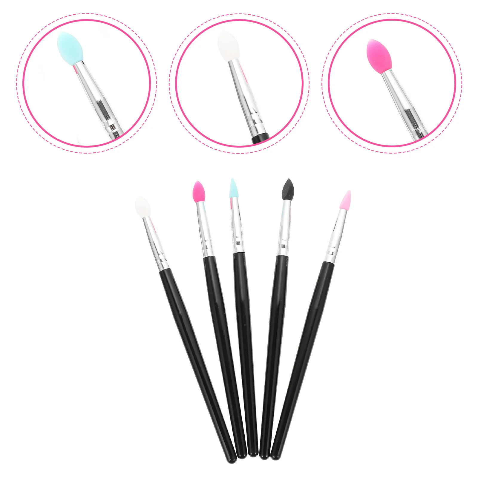 5Pcs Women Makeup Brush Silicone Head Applicator for Eyeshadow Sequin Lip Balm Cream Accessory Gift Idea