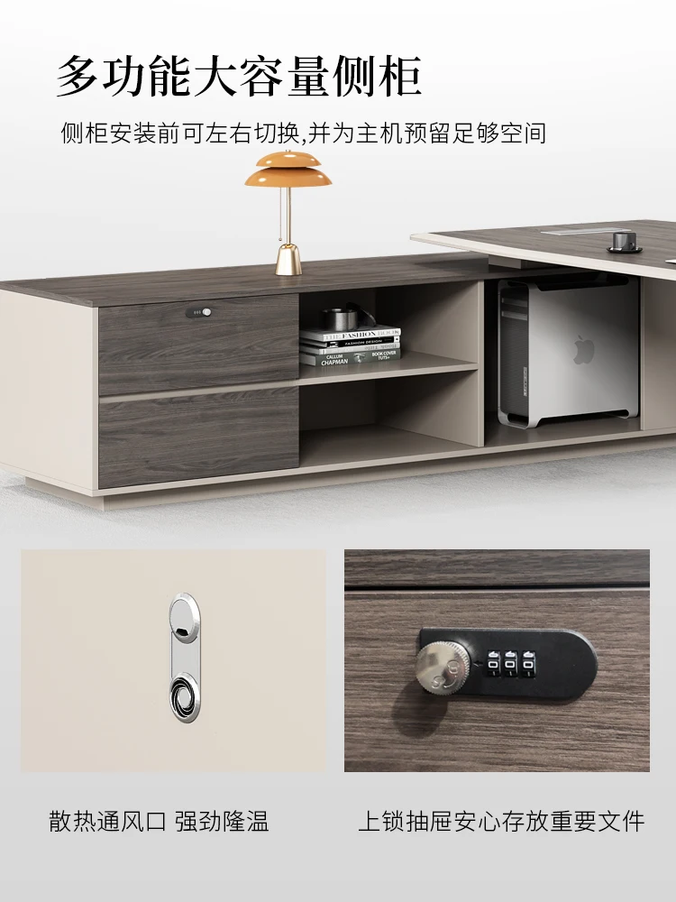 Mesa chefe simples e moderna combinação de armário de arquivo de cadeira de mesa