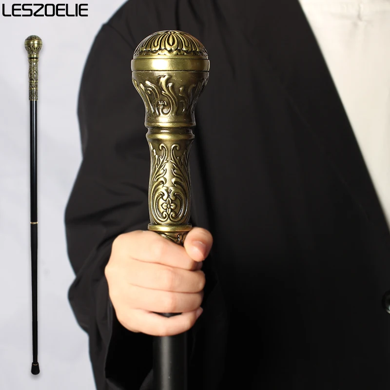 93cm Luxury Pattern Bronze Walking Stick Man Fashion Cane Women Party Walking Canes Elegant Vintage Detachable Walking Cane