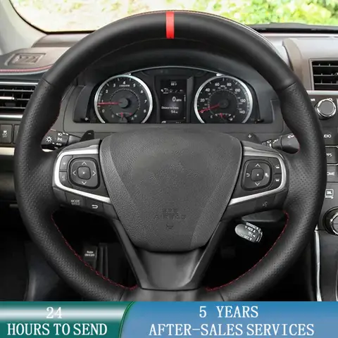 Toyota Camry 2015-2017 Avalon 2013-2018 Avensis 2015-2018 용 맞춤형 자동차 핸들 커버 가죽 브레이드 자동차 액세서리