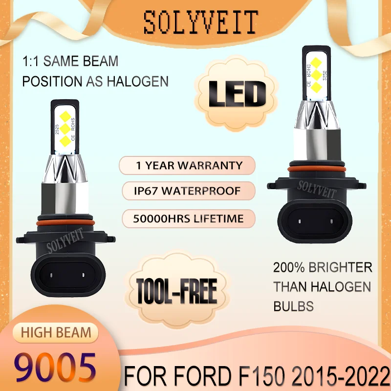 

Dustproof Design for Night Reliability High-Performance 9005 LED High Beam For Ford F150 2015 2016 2017 2018 2019 2020 2021 2022