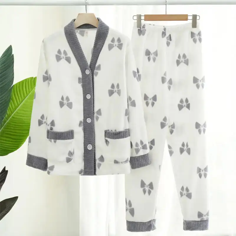 

Women's Clothing Pajamas Winter Keep Warm Thicken At Home Outdoors Sleep Exquisite Fashion Long Sleeves Pants Suit Gift Cute