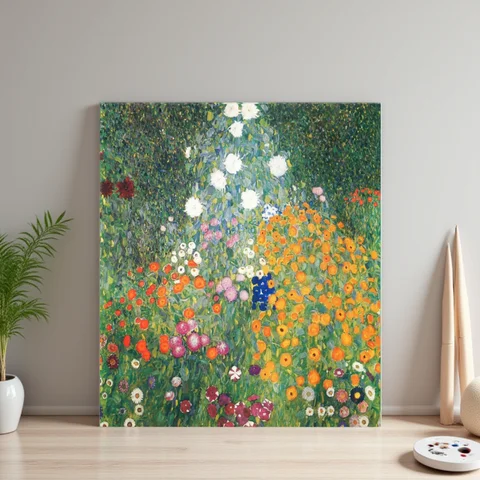 Gustav Klimt Flower Garden Series Poster Print Canvas Art Pictures Home for Living Room Floral Wall Decor Frameless Painting