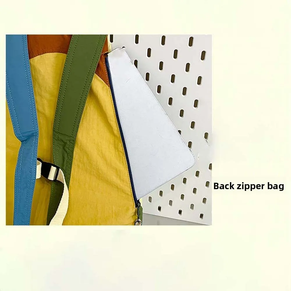 Durable Contrast Color School Bag Lightweight Large Capacity Nylon Sport Daypack Fixed Webbing Scratch Prevention