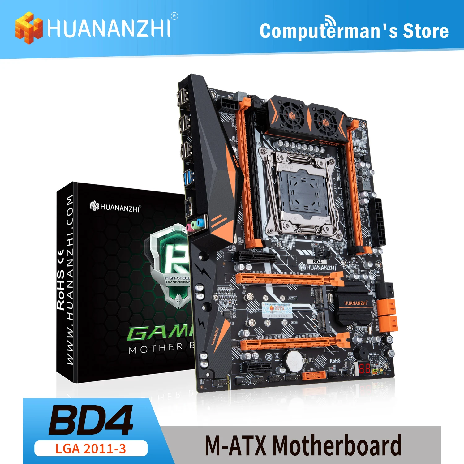 HUANANZHI BD4 LGA 2011-3 Motherboard Intel XEON E5 V3 V4 All Series DDR4 RECC Non-ECC Memory supports NVME NGFF RU