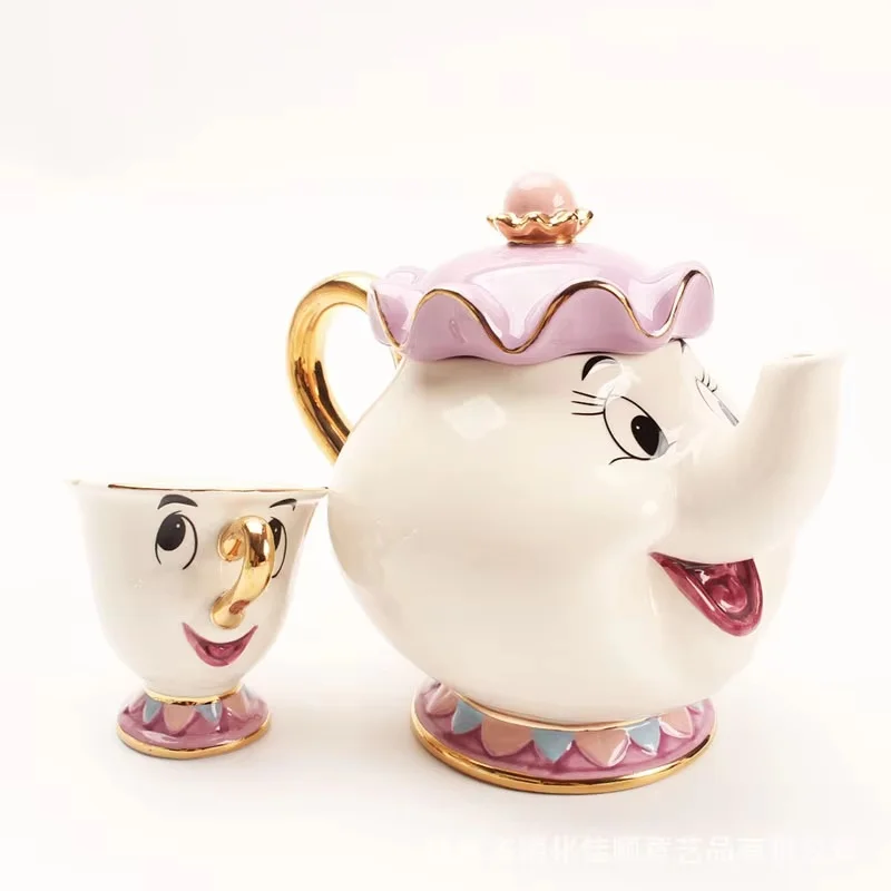 Hot Disney Beauty And The Beast Teapot Coffee Pots Set Archie Ceramic Cup Tea Pots Mrs Potts Teapot Set Housewear Furnishings ﻿