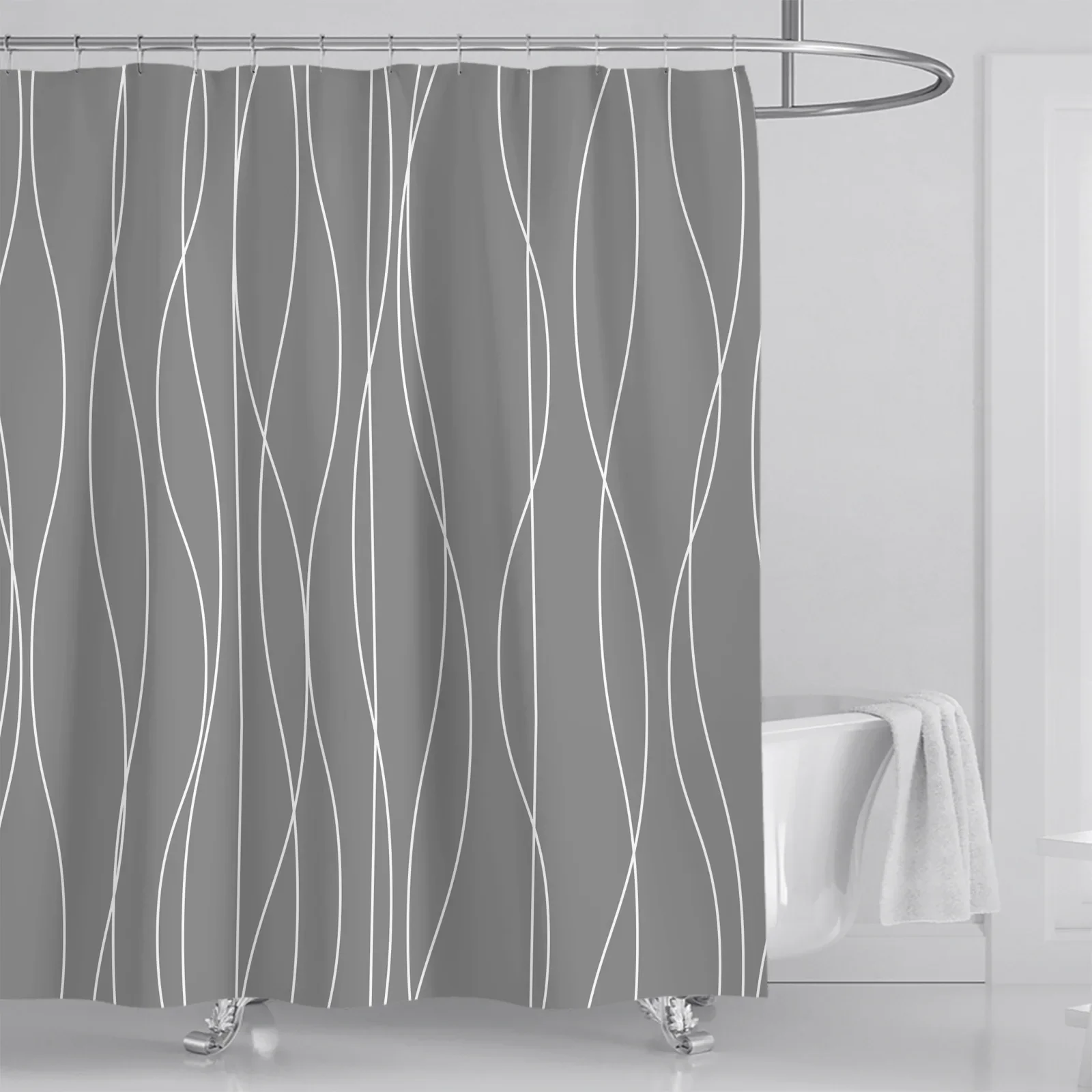 

Модные полосатые занавески для душа с принтом, водонепроницаемые толстые занавески для ванной комнаты, большая широкая крышка для купания с крючками