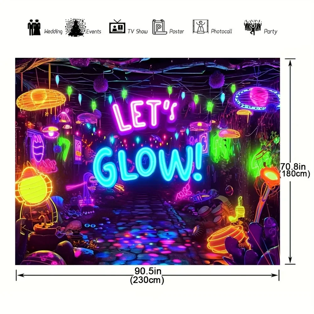 Neon Glow Party background fabric lets Glow Glow background Glow party theme background Halloween neon