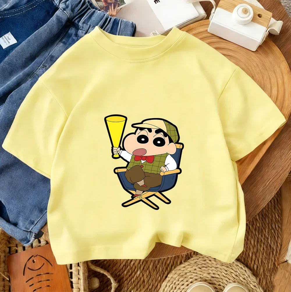 Casual Cartoon Short Sleeve Tee Cute Kawaii Summer Street Fashion Kids Wear Crayon Shin Chan 3 14 Years