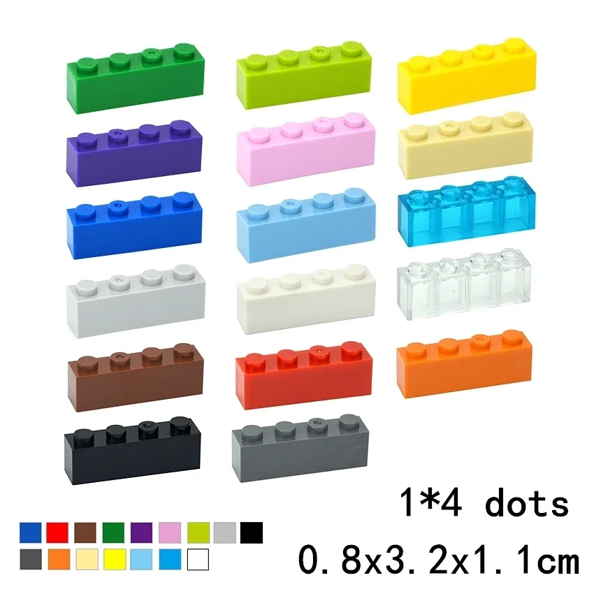 40PCS DIY 1x4 Dots Building Blocks Thick Figures Bricks Educational Creative Size 1*4 Dots Compatible With 3010 Toy for Children