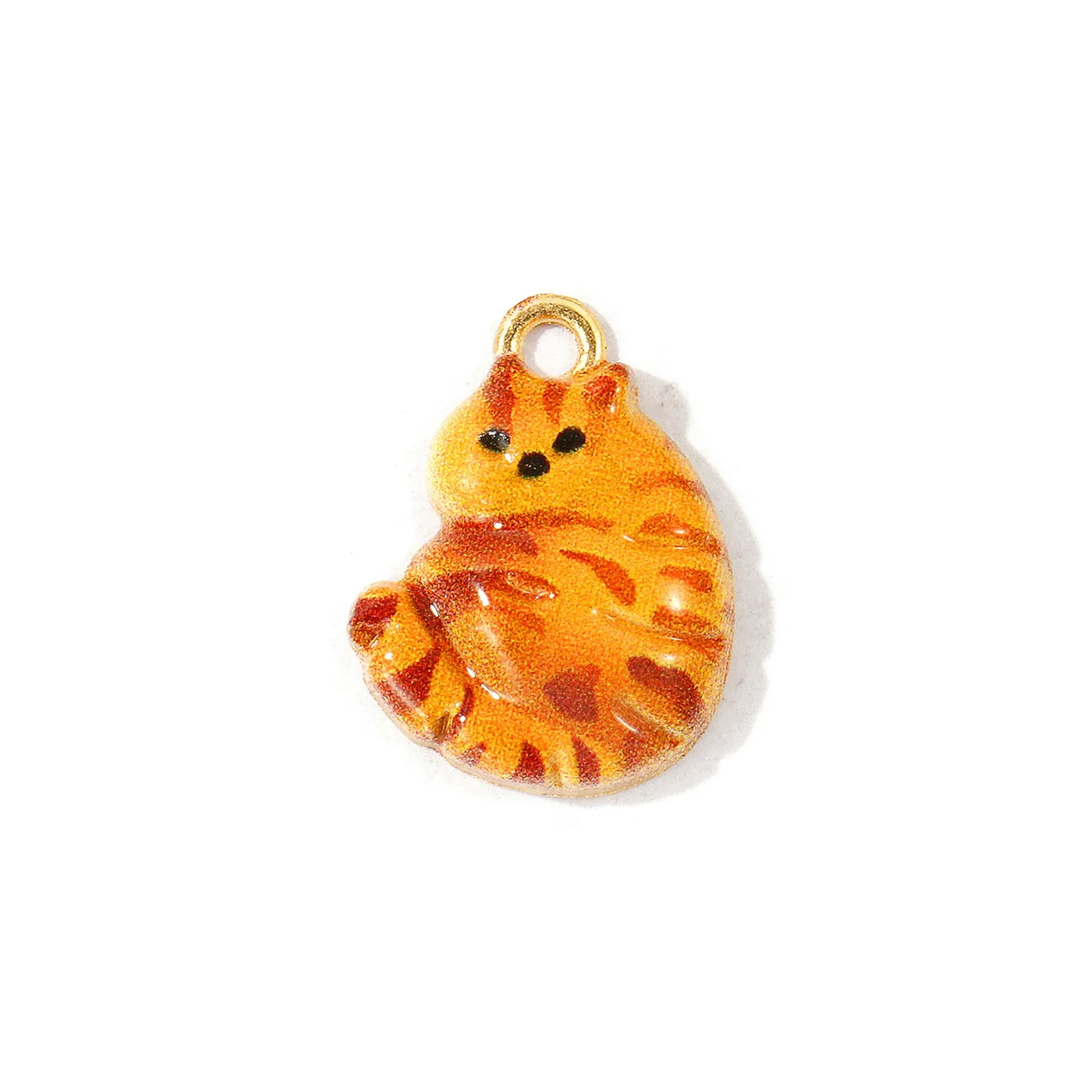 10 Stück Niedliche Cartoon-Katzen-Tier-Anhänger, vergoldet, mehrfarbig emailliert, Zinklegierung, für DIY-Halsketten-Schmuck, 18mm x 13mm – Detail 6