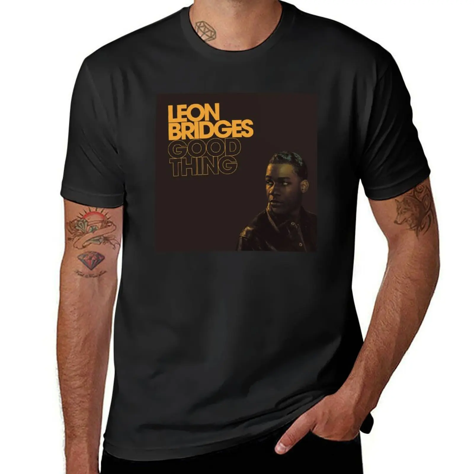 Leon Bridges Music Tour t-shirt per un ragazzo customs vintage clothes t-shirt da uomo