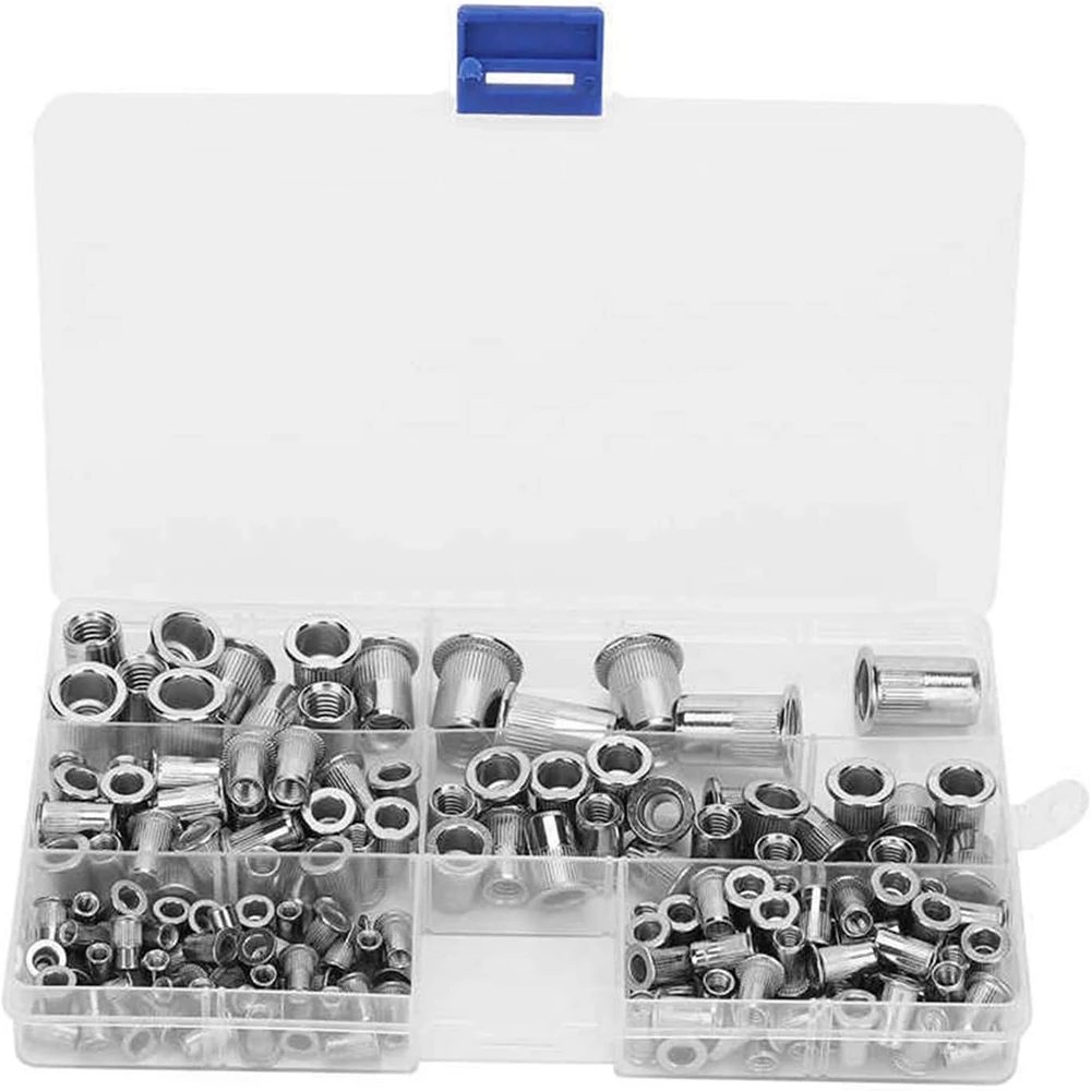 

165Pcs M3/M4/M5/M6/M8/M10 Stainless Steel Rivet Nut Set Boxed Welding Nut Combination Kit