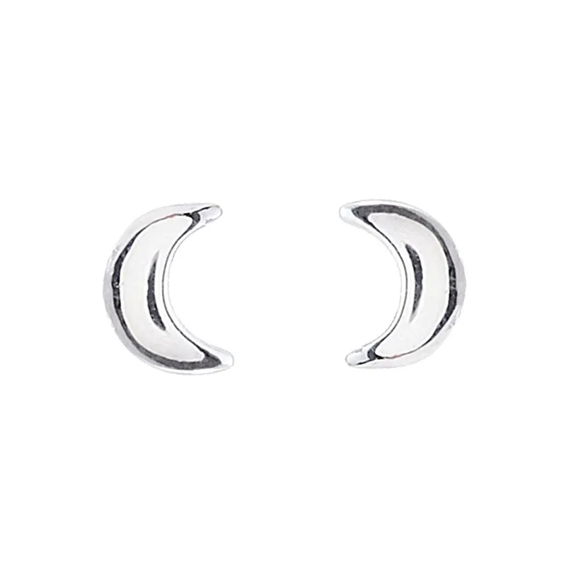 New Tiny Minimalist Silver Plated Korean Mini Small Moon Stud Earrings for Women Student Teen Simple Ear Piercing Jewelry