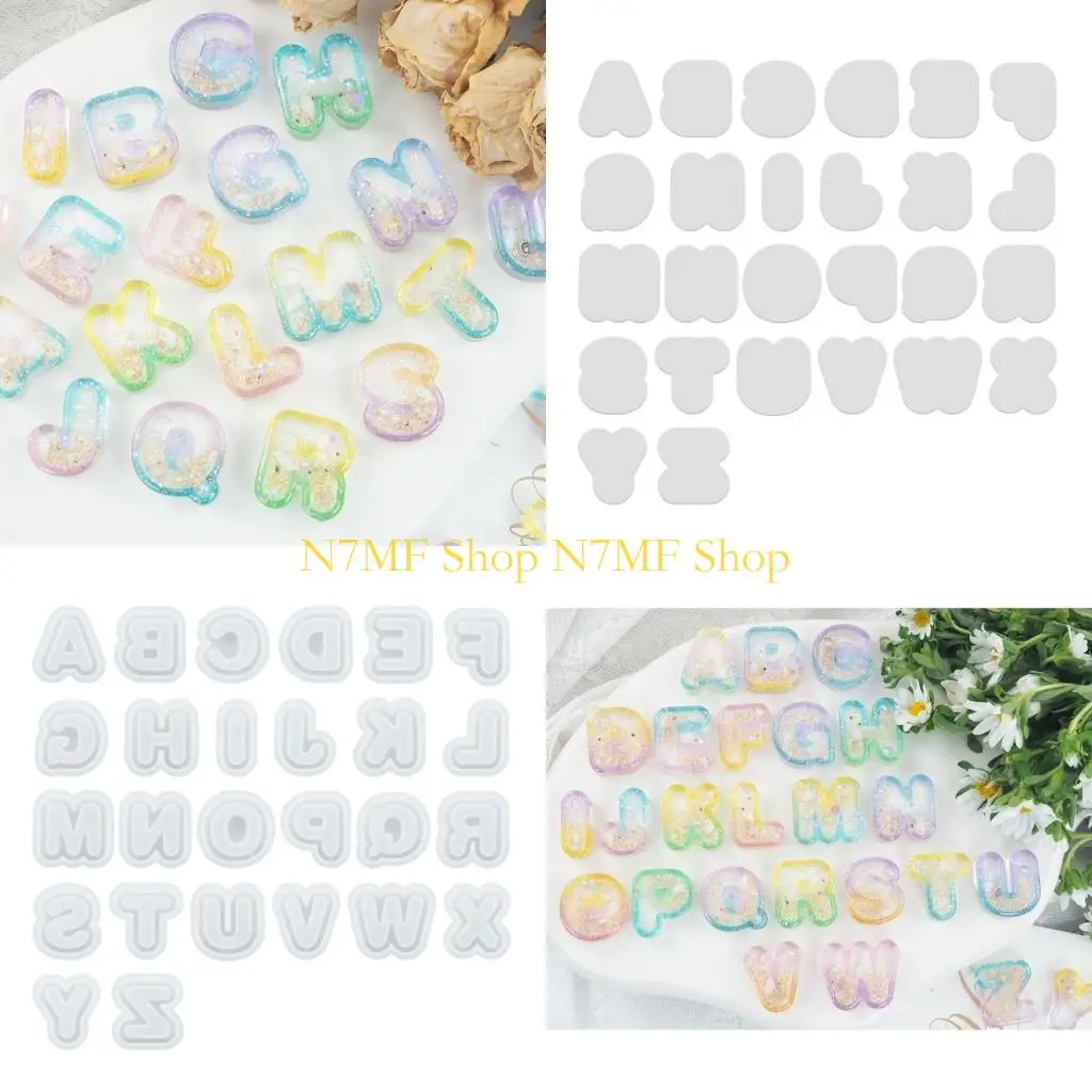

N7MF Letter Silicone Mold Earring Pendant Moulds Keychain Mould Crystal Epoxy Resin Mould Craft Molds Silicone Material