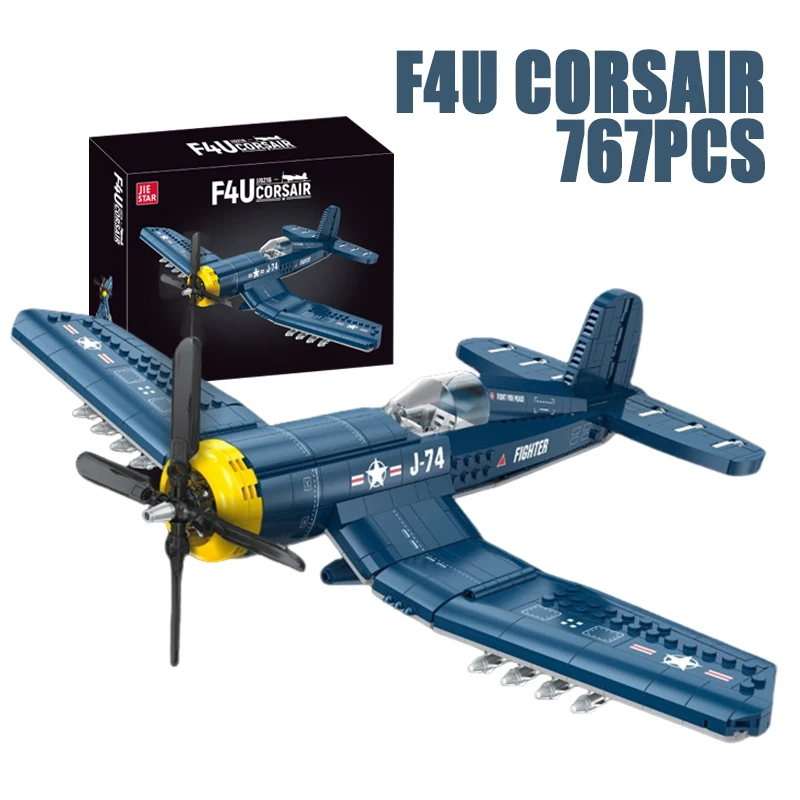 

767PCS F4U Corsair Fighter Building Blocks Sets Plane Model Toys Assembly Idea Toys Ornaments For Boys Kids Holiday Gifts
