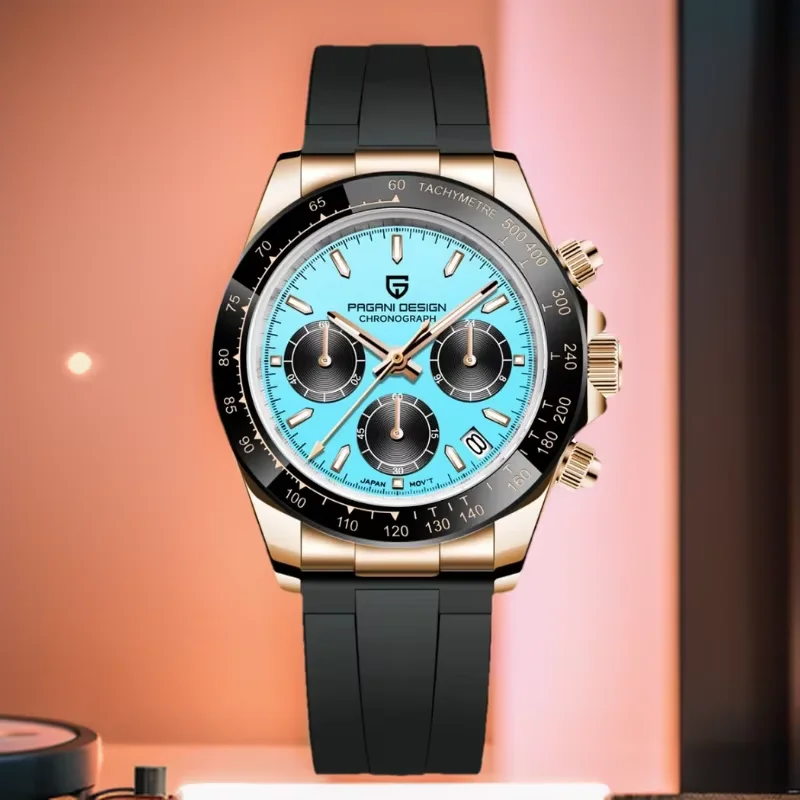 PAGANI DESIGN 40MM V2 klassische Business-Herren-Quarzuhren, Saphir-Retro-Chronograph, Edelstahl, wasserdichte Uhren für Herren