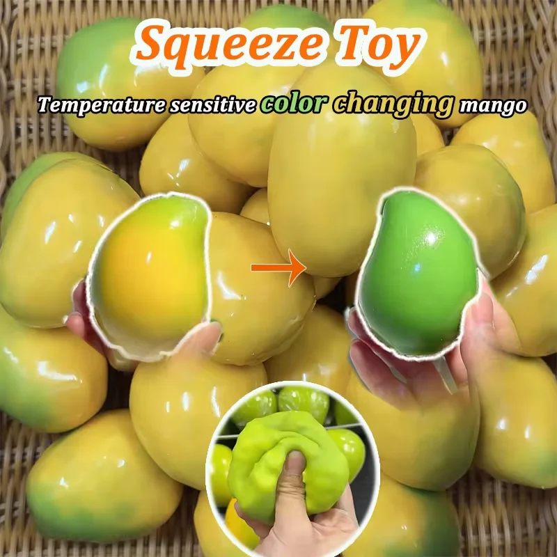 Ultra Soft Temperature Changing Mango Handmade Ball Decompression Squeeze Toy Squishy Toy ASMR Decompression Relaxation Toy Gift