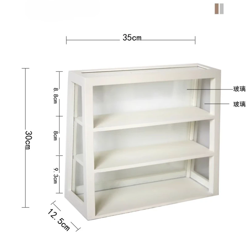 Organisateur de bureau de ferme en bois massif, étagère de rangement multi- niveaux pour cosmétiques et tasses, vitrine rustique pour objets de collection/Figurines