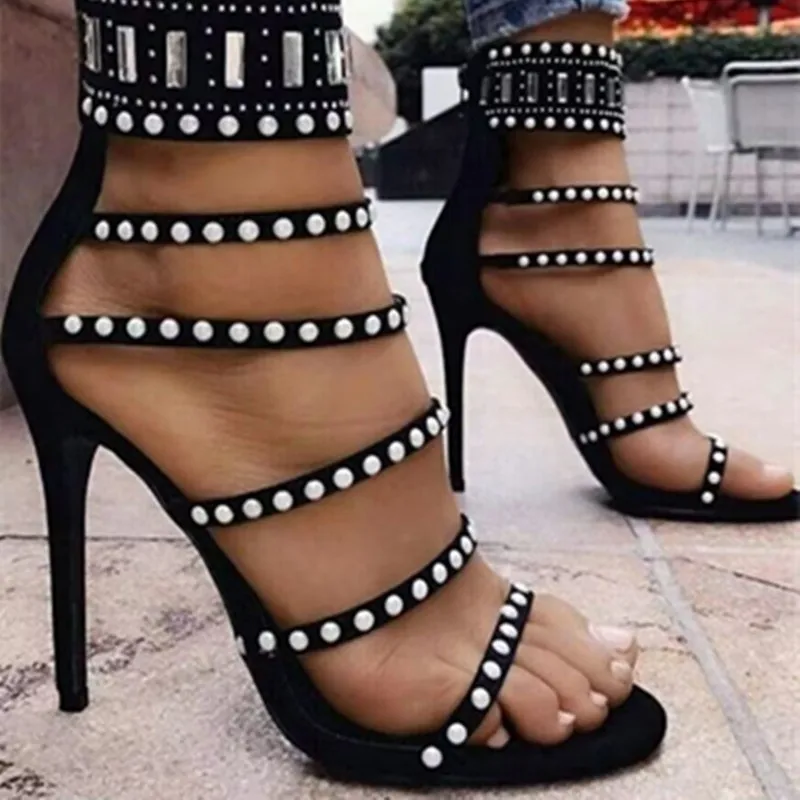 

Women's European and American Sandals New Summer Rhinestone Shoes Export Pearl Roman Slim High Heels Sandals 2026 New