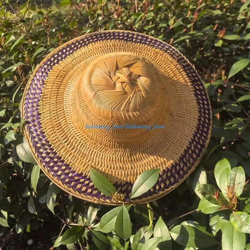

573B Natural Bamboo Straw Hat Durable and Weather Resistant Great for Long Wear in Field or at Theme Parties