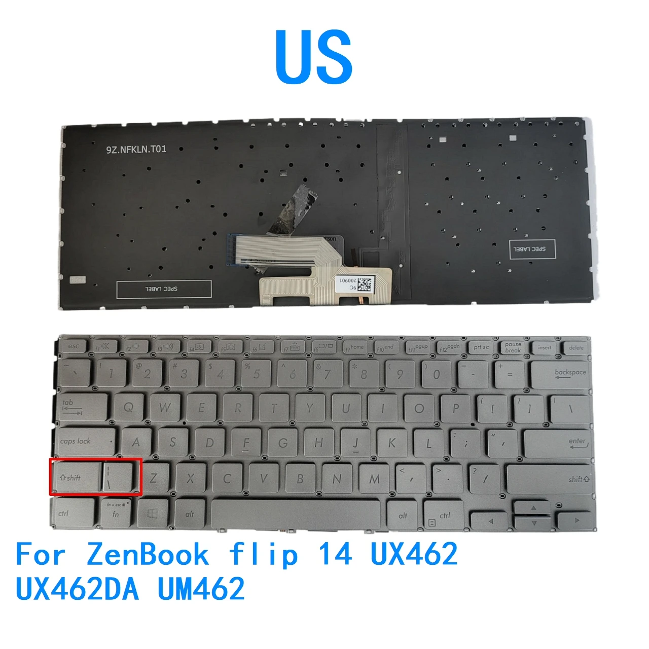 

New US Language Backlit Keyboard For ASUS ZenBook flip 14 UX462 UX462DA UM462 Notebook PC Replacement Keyboard