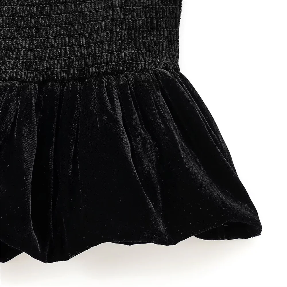 UNIZARA women's tight fitting autumn and winter new pleated fluffy velvet mid waist casual skirt