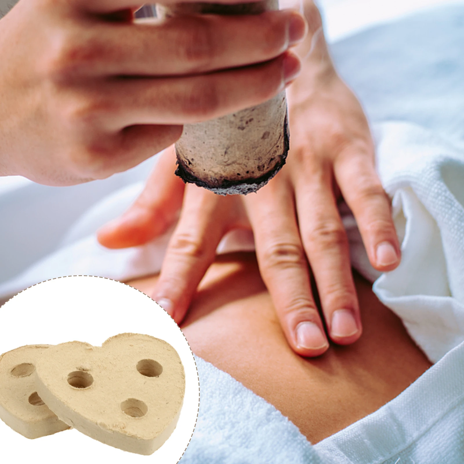 

10pcs Moxa Cakes Chinese Wormwood Care Tool Heating Therapy Mugwort Blocks Heart Shaped Pain Relief Compact Lightweight Gift For