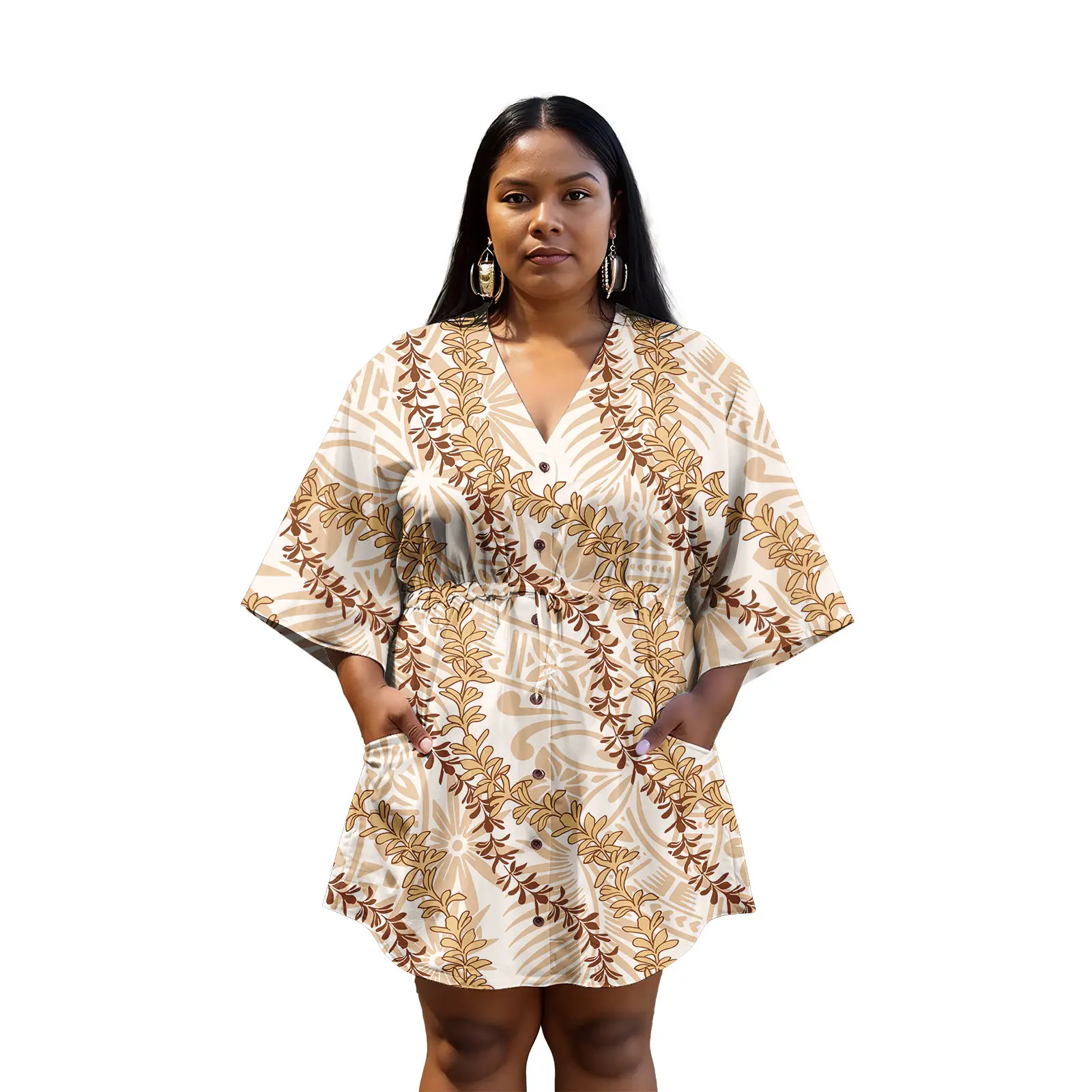 Pacific Island Wear Samoan Girls Puletasi Elei Maxi Dress Tattoo tribale personalizzato Tapa Stampa su richiesta Abito da donna all'ingrosso