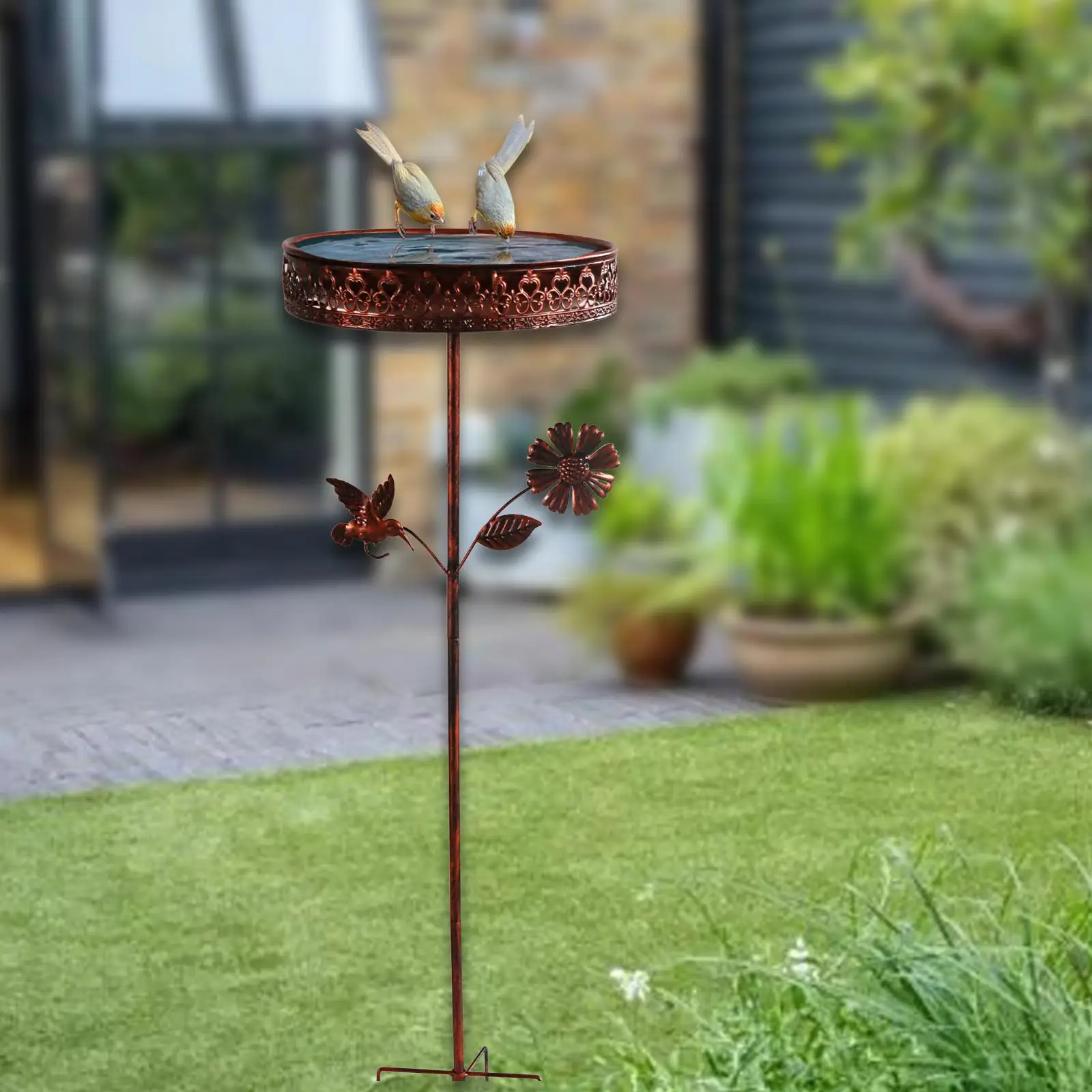 

Bird Bath Heavy Duty Decorative Tray Birdfeeder for Backyard Fence Outside