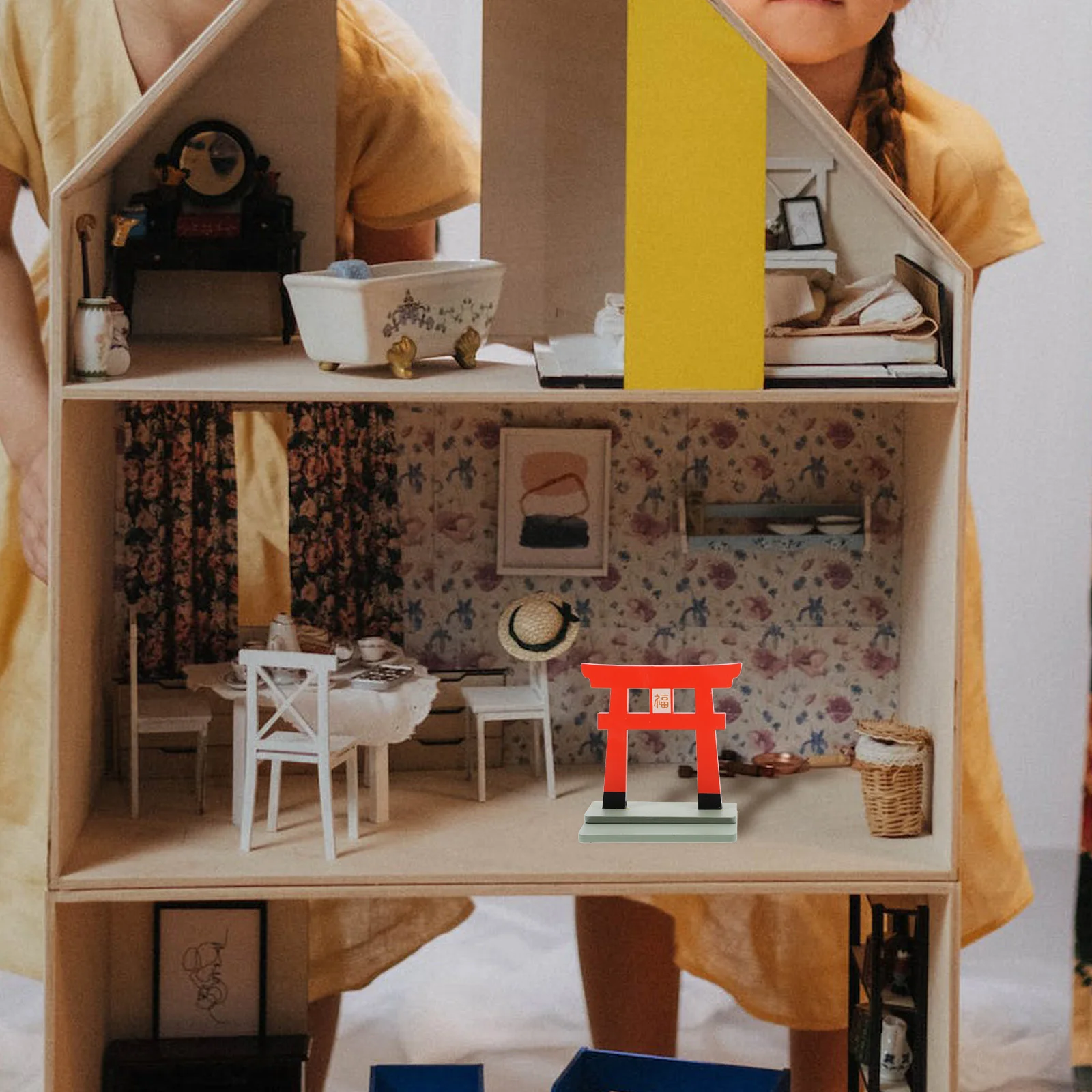 Wooden Fumen Decor Mini House Door Traditional Chinese nament Model Creative Adornment Child Toy Sturdy Miniature