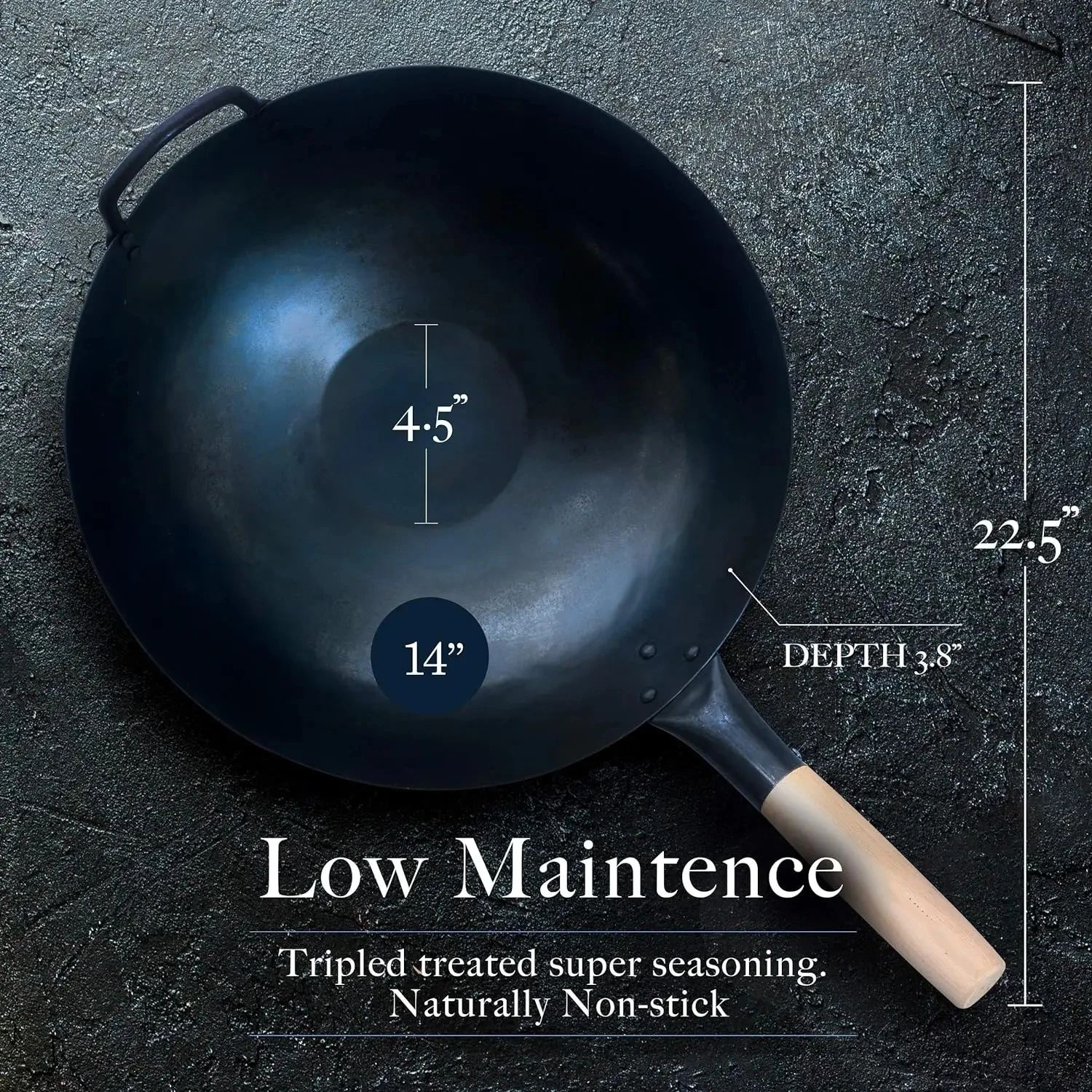 Chinese Pow Wok, Seasoned Special for Circular Bottom, Gas Stove Wok, Traditional Hand Hammered, Stir Fry Pa, 10.2 Inch