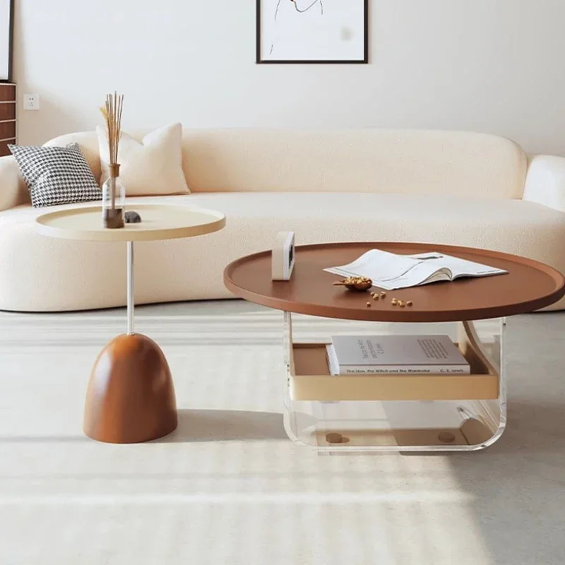 

Aesthetic Nordic Coffee Tables Storage Shelf Waterproof Modern Apartamento Low Coffee Table Round Design Mesa Furniture For Home