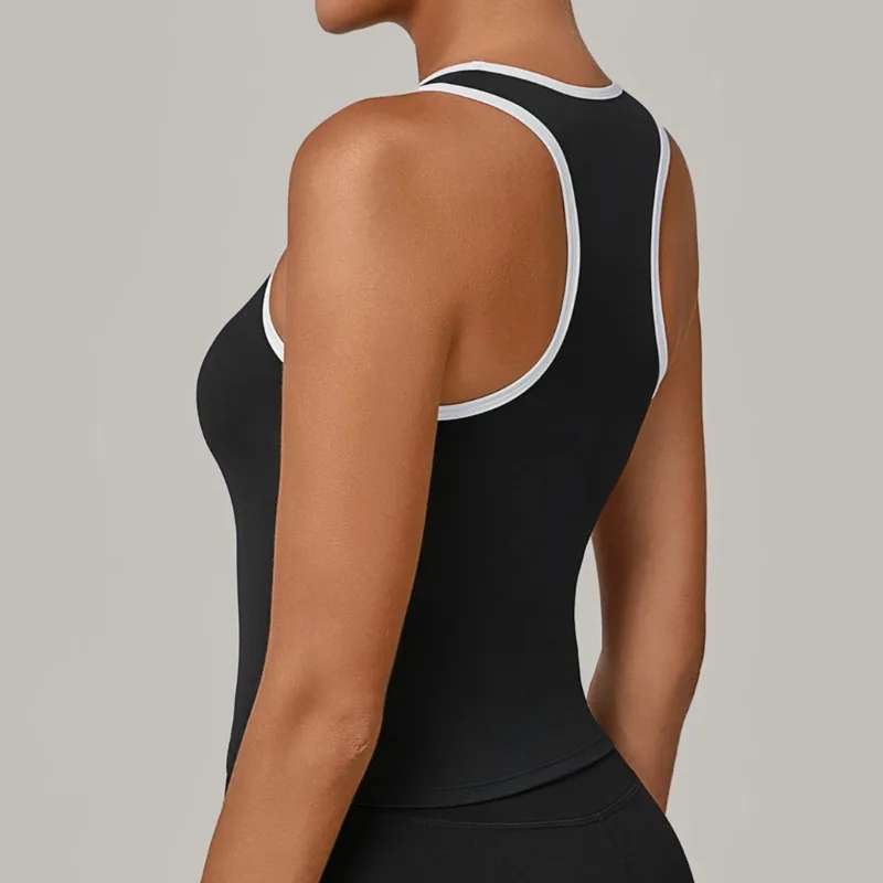 

Women's Yoga Tank Top Quick-Dry Workout Vest No Padded Color Block Fitness Activewear for Sport Gym Running