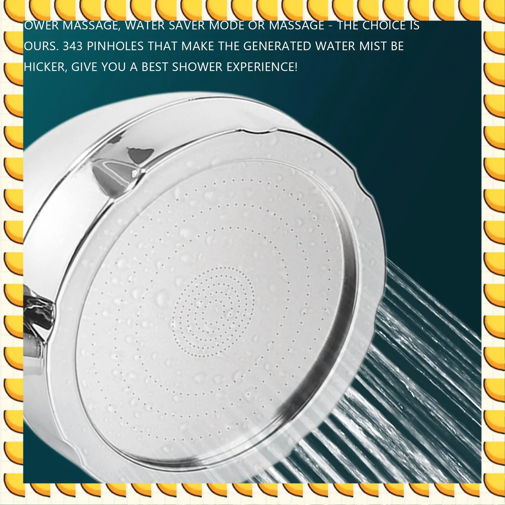BAAU Handheld Shower Head High Pressure Chrome 3 Spary Setting With ON/OFF Pause Switch Water Saving Adjustable Luxury Spa Detac