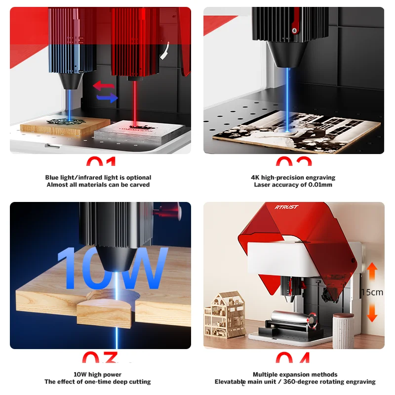 YHS High Precision Painted Metal Laser Engraver Machine 5W Blue Light 1064nm Mini Intelligent Laser Engraving Machine