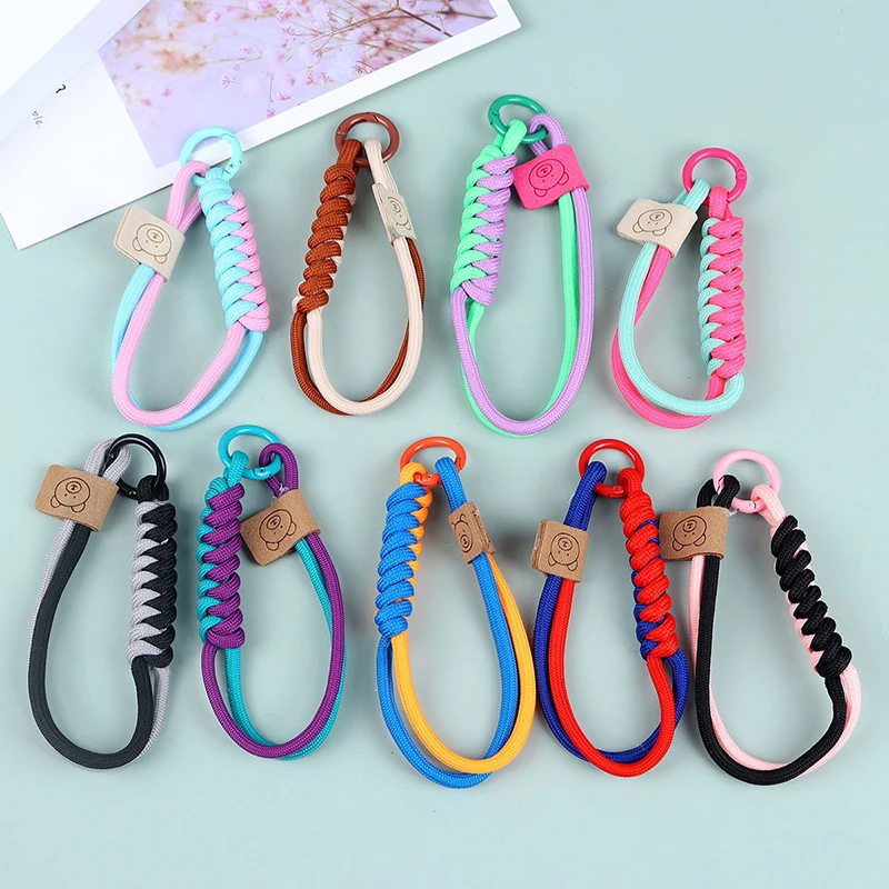 Cute Fashion Braid Mobile Phone Lanyard Anti-loss Short Wrist Band Pendant Multi-Purpose Phone Hanging Strap Candy Color Lanyard