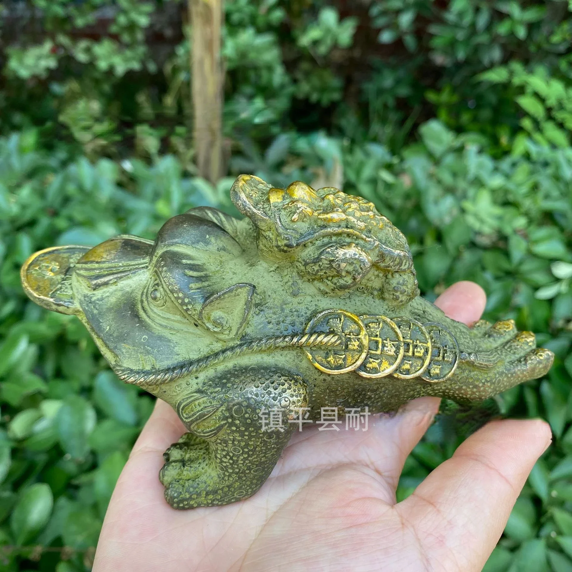 Chinese Fengshui Bronze Gilt Wealth Money Coin Toad Bufo Frog Lucky Statue #2