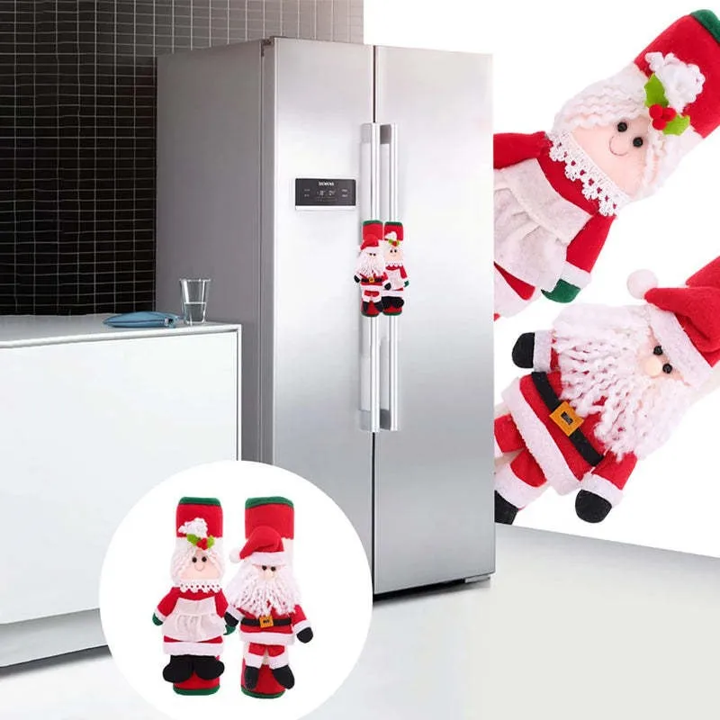 New Christmas Refrigerator Handle Cover Cloth Elf Santa Microwave Kitchen Fridge Door Knob Protector Xmas Decorations Home