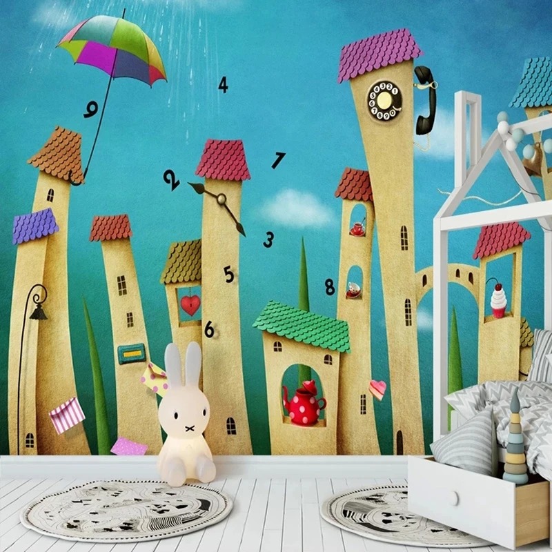 Customized Wallpaper 3D Cartoon House Kindergarten children's room Bedroom Mural Living room sofa TV background wall restaurant