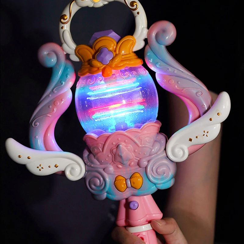 عصا Little Fairy Magic قابلة للطي وموسيقى خفيفة دوارة رائعة، هدية فتاة المصباح السحري للأميرة، XT202