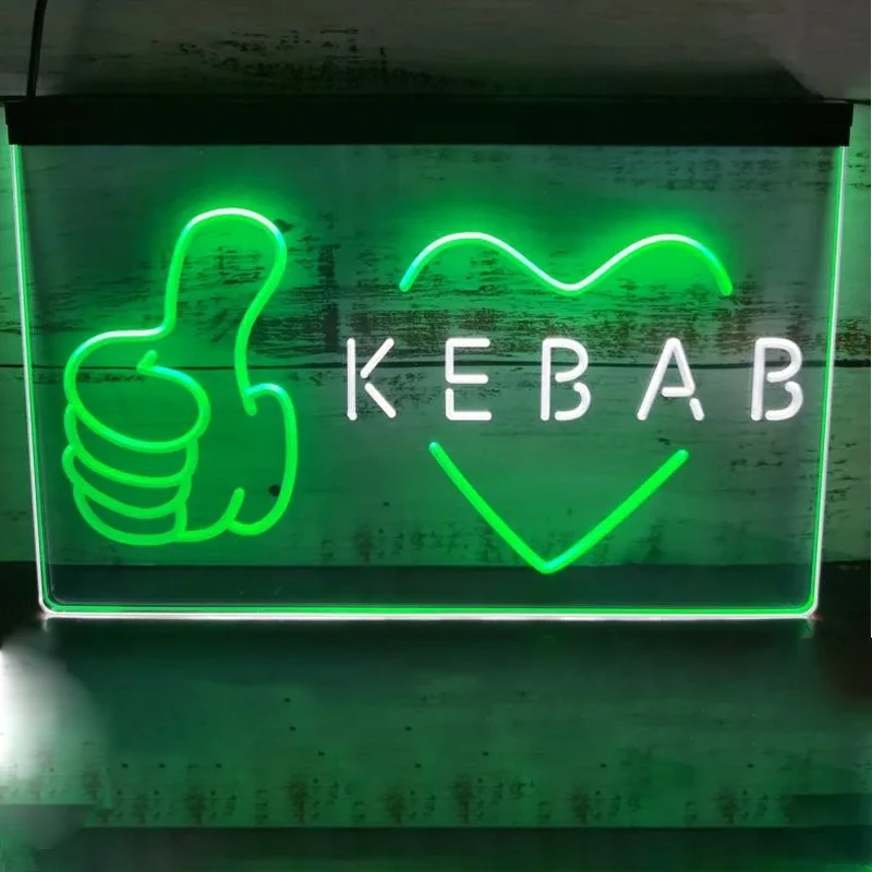 Kebab Neon Signs Wall Decor, LED Neon 3d Carved Wall Art for Restaurants, Birthday Gifts, Room Decor Vintage Decor Home Decor