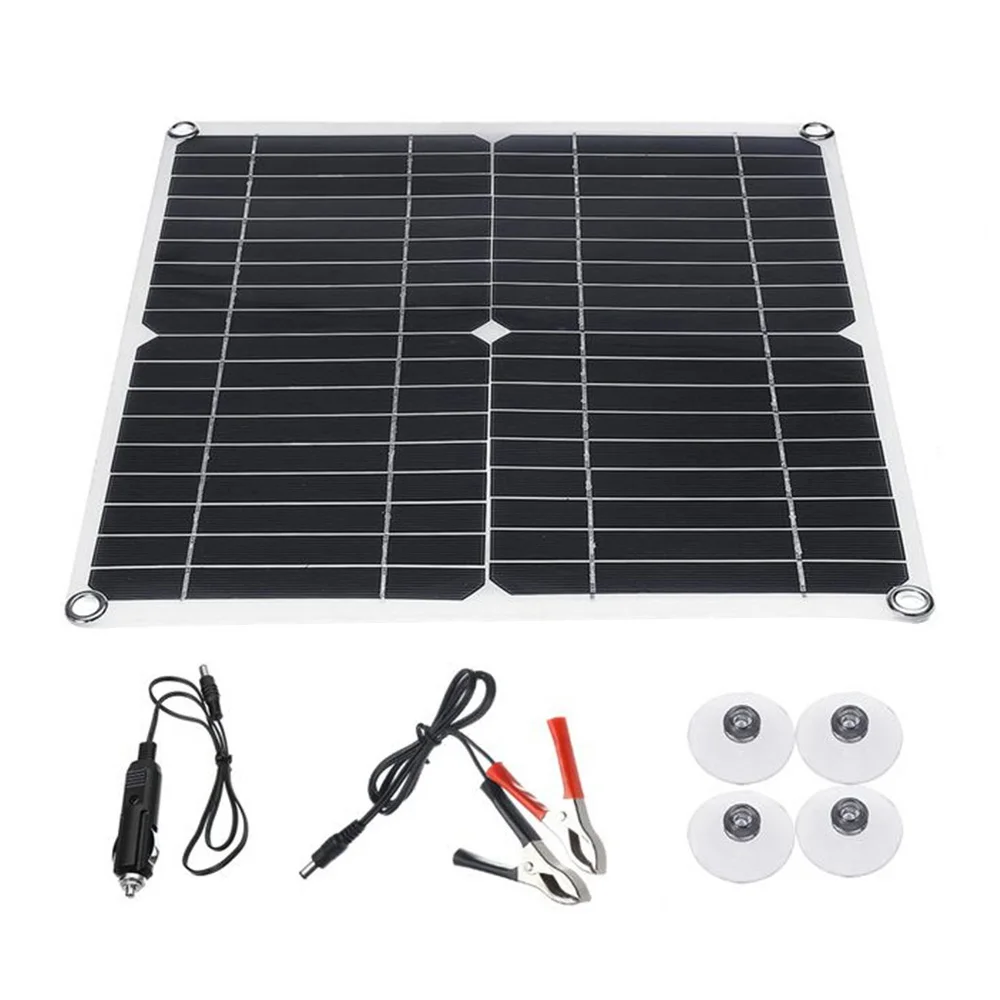 

12V Solar Panel Kit with 100A Solar Charge Controller & Extension Cable with Battery Clips for Boat Motorcycle Lights RV Camera