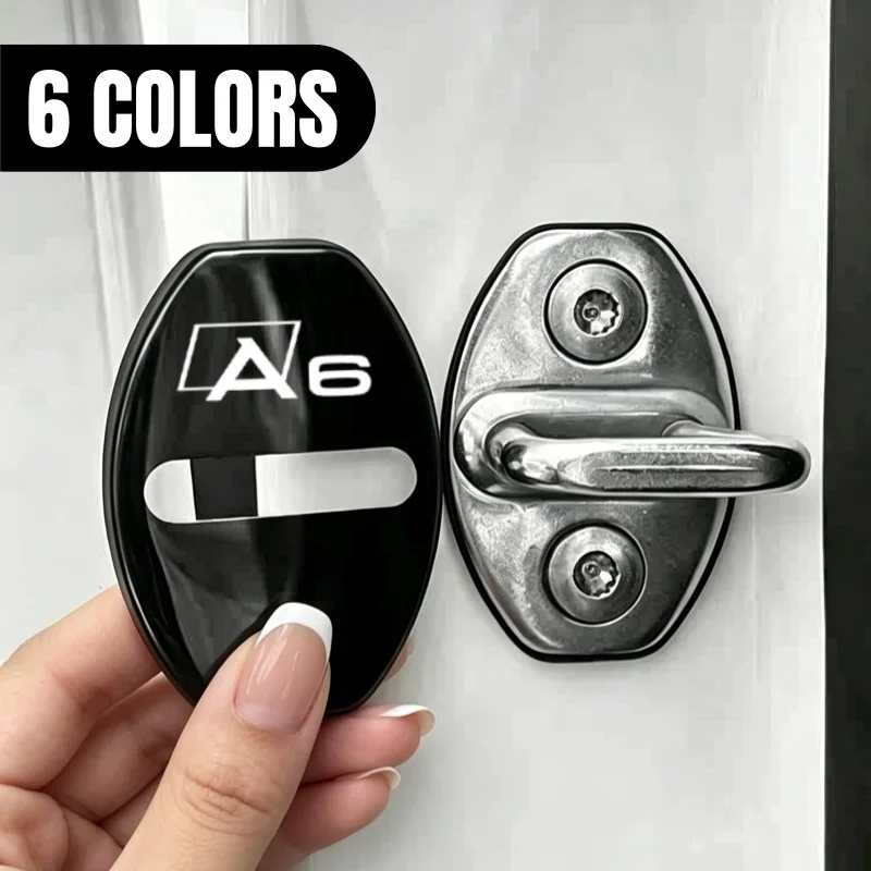 4pcs Stainless Steel Car Door Lock 3D Stickers Caps for Audi A6 Logo A3 A4 A5 A7 A8 Scratch-resistant Cover Protective Cases