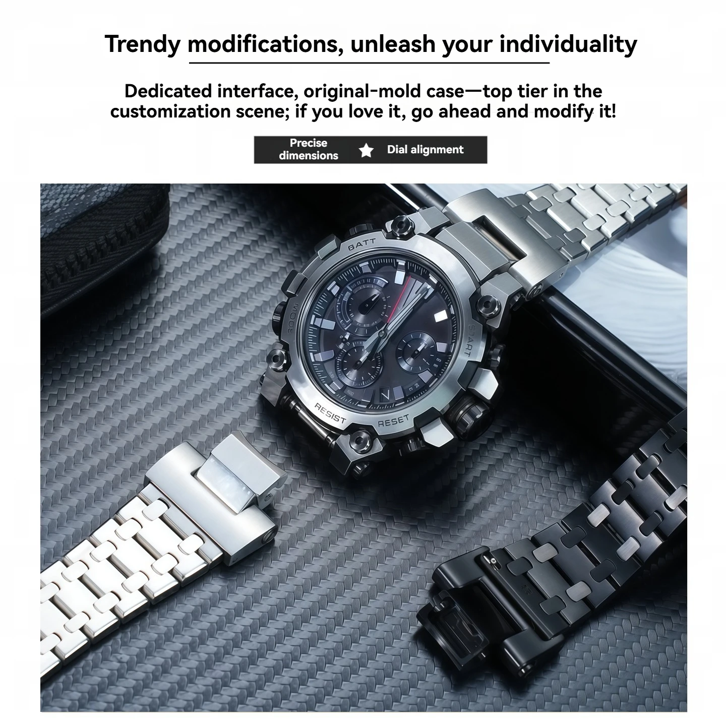 Suitable for Casio G-SHOCK series MTG-B3000 modification and upgrade quick release solid core stainless steel watch strap