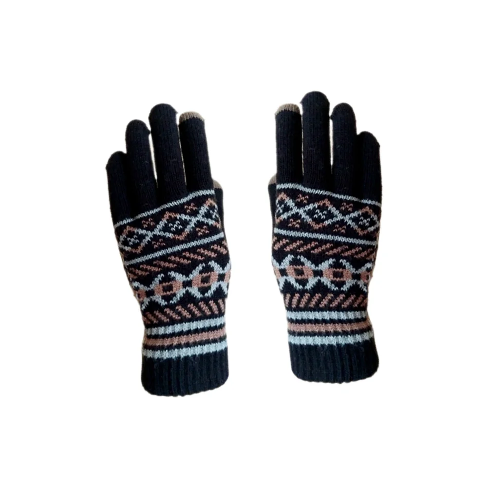 

1Pair Thick Knitted Woolen Yarn Gloves Men's Warm Full Finger Touchscreen Winter Gloves for Outdoors Winter Accessories