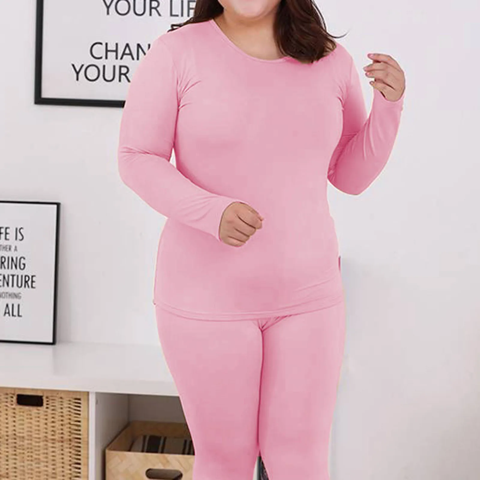 Thermal Underwear for Women Plus Size Comfortable Base Layer Pajama Set for Keeping Warm in Cold